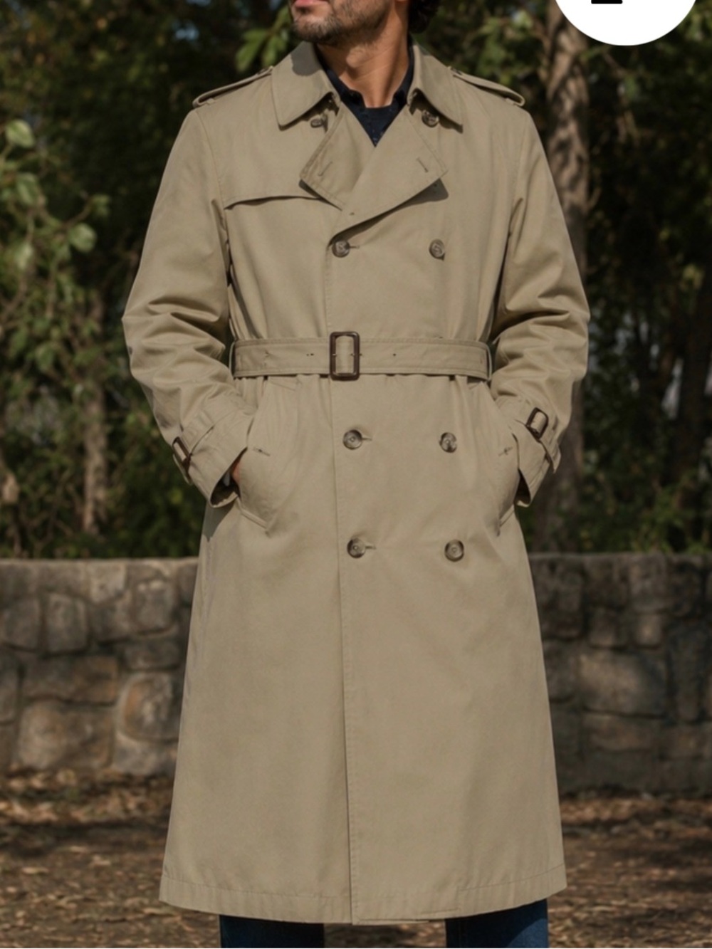 Men’s VTG Double Breasted Trench Coat Zip Out Liner